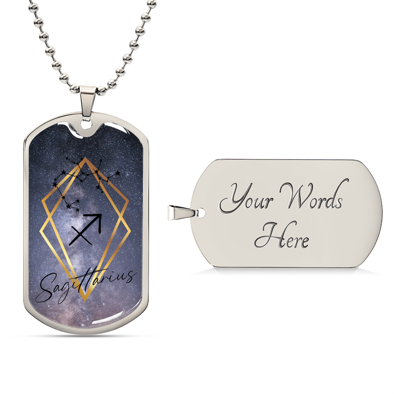 Sagittarius Galaxy Personalized Dog Tag Necklace - Army Tag Necklace, Dog Tag Necklace