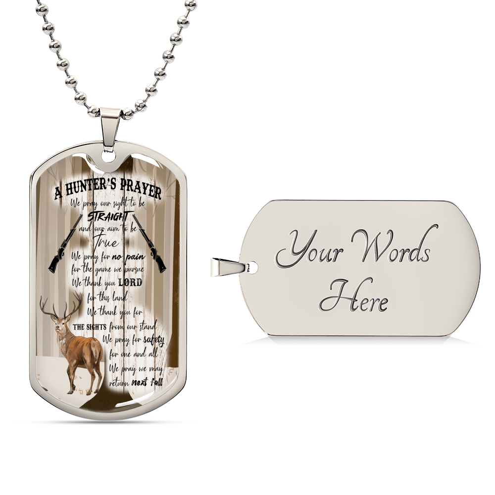 A Hunter&#39;s Prayer Dog Tag Pendant - Army Tag Necklace, Dog Tag Necklace