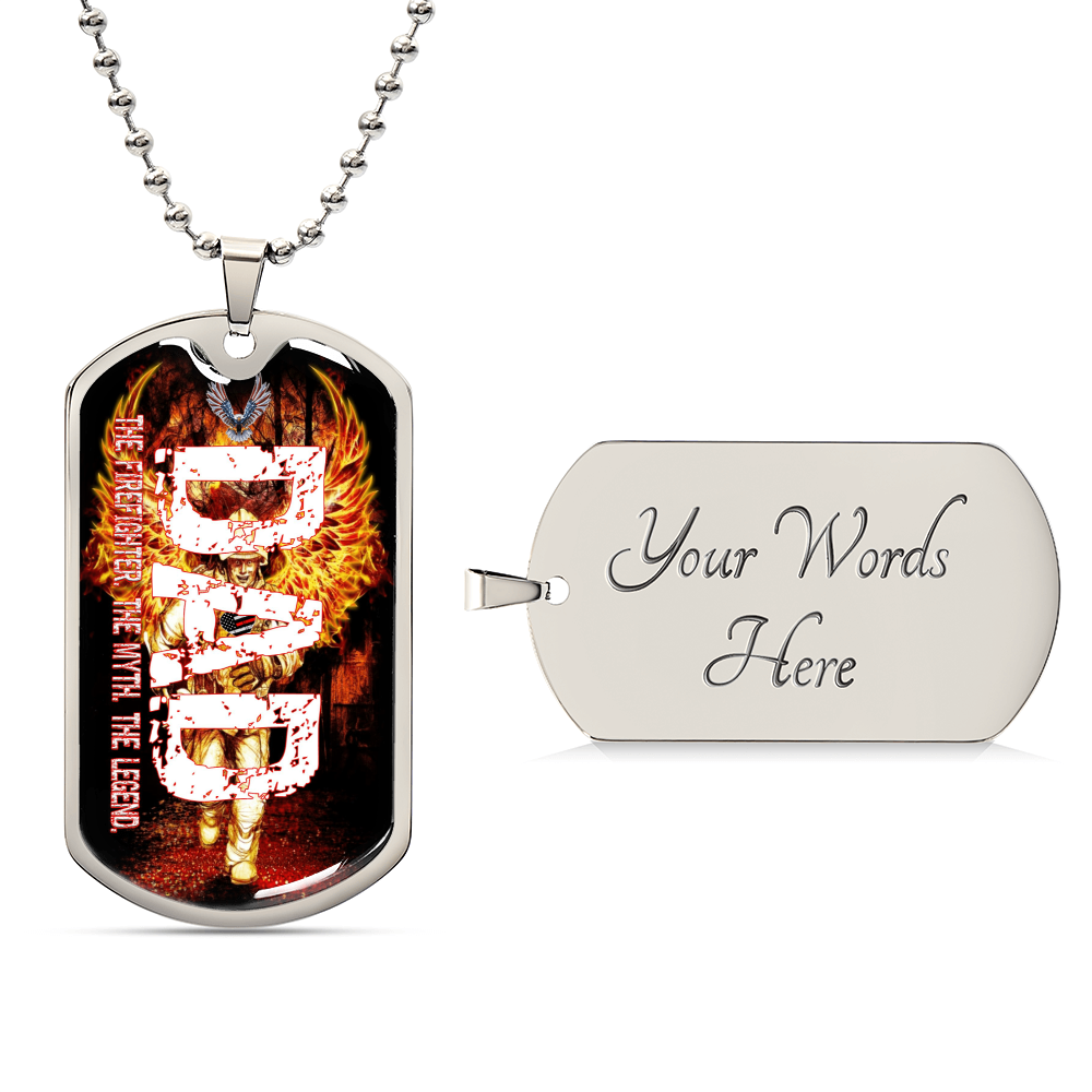 Dad The Firefighter The Myth The Legend - Army Tag Necklace, Dog Tag Necklace