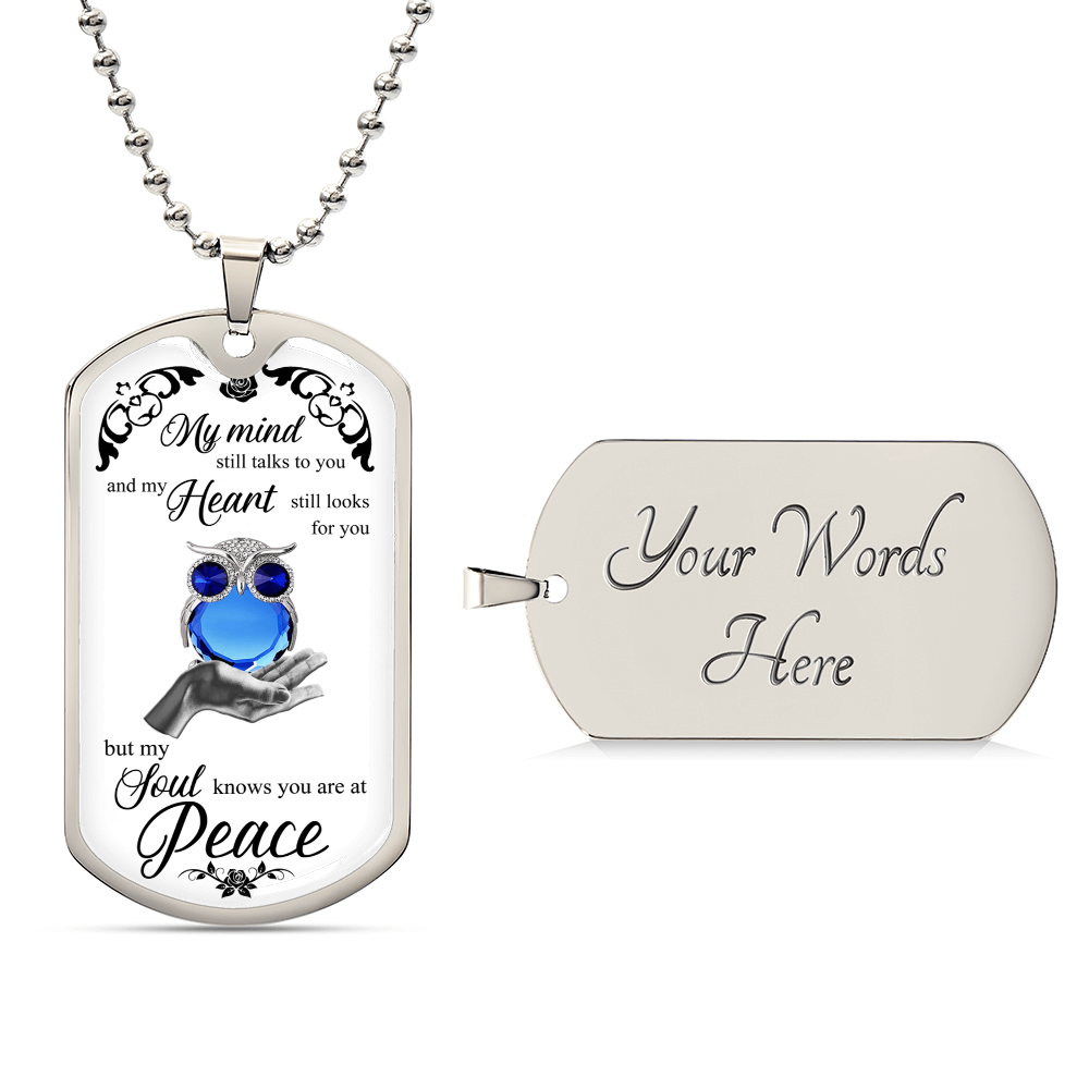 Owl Necklace, Viking And Celtic Inpsiration, With Pentagram And Moon Motif, Little Silver Owl Necklace, Silver Owl Pendant - Army Tag Necklace, Dog Tag Necklace