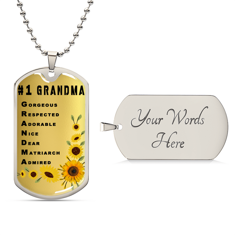 #1 Grandma Personalized Dogtag Necklace Gold Mothers Day Gift - Army Tag Necklace, Dog Tag Necklace