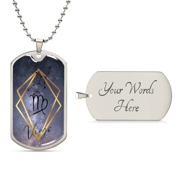 Virgo Galaxy Personalized Dog Tag Necklace - Army Tag Necklace, Dog Tag Necklace