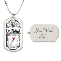 Okinawa Necklace, Japan Necklace, Personalized Map Necklace - Army Tag Necklace, Dog Tag Necklace