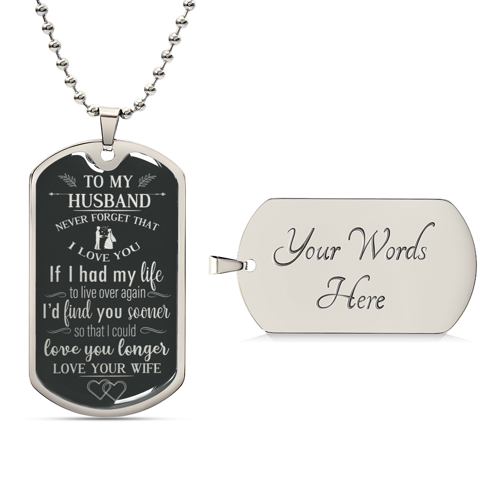 💖 LOVE YOU LONGER 💖 Husband Gift From Wife - Army Tag Necklace, Dog Tag Necklace