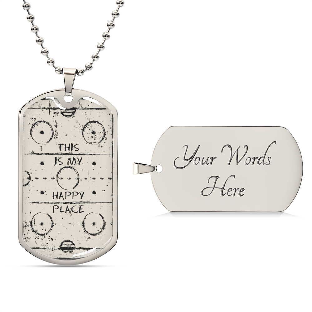 This Is My Happy Place Necklace You Are My Happy Place With An Accent Bead Of Your Choice - Army Tag Necklace, Dog Tag Necklace