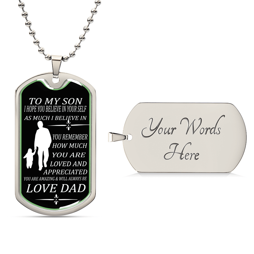 To My Son Pendant With Military Ball Chain Love For Dad - Army Tag Necklace, Dog Tag Necklace