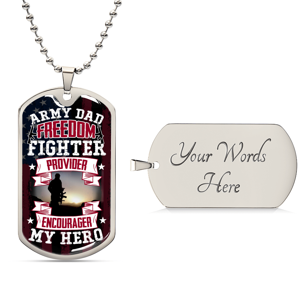 Collection Dad - Army Freedom - Dog Tag Necklace - Army Tag Necklace, Dog Tag Necklace