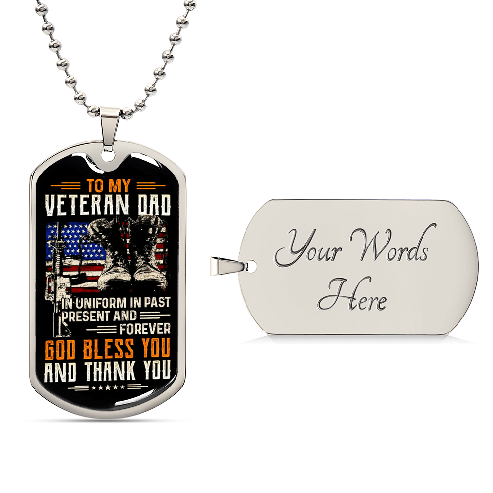 Gift For Veteran Dad - Fathers Day Gift - Best Gifts For Dad - Army Tag Necklace, Dog Tag Necklace