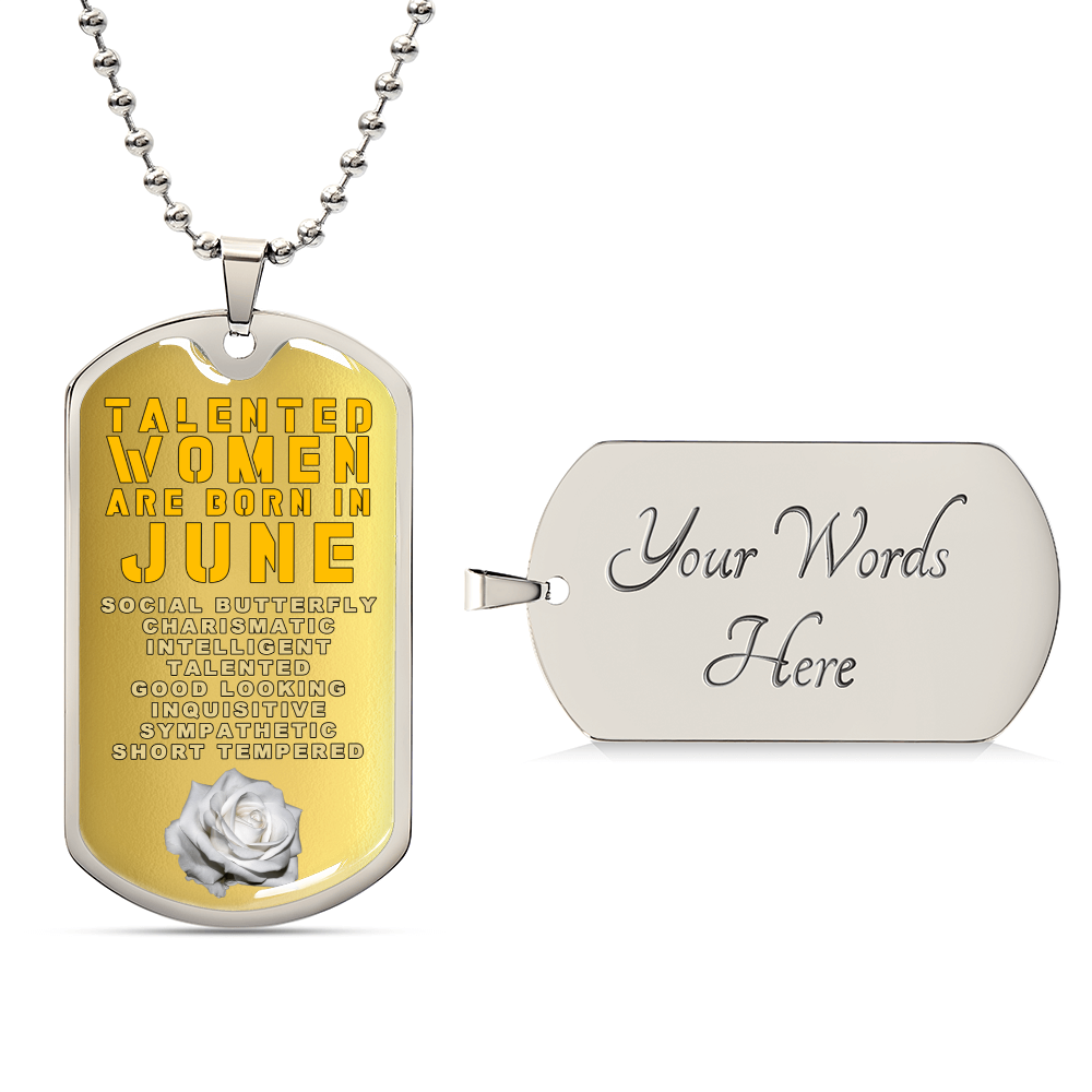 Talented Women Are Born In June Luxury Necklace With Dog Tag Gold - Army Tag Necklace, Dog Tag Necklace
