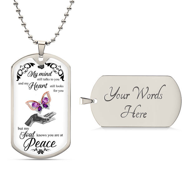 Custom Stainless Steel Necklace With Butterfly - Women Personalized Necklace - Best Gift For Girlfriend - Army Tag Necklace, Dog Tag Necklace