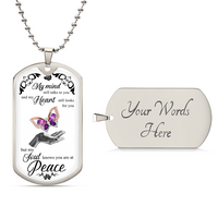 Custom Stainless Steel Necklace With Butterfly - Women Personalized Necklace - Best Gift For Girlfriend - Army Tag Necklace, Dog Tag Necklace