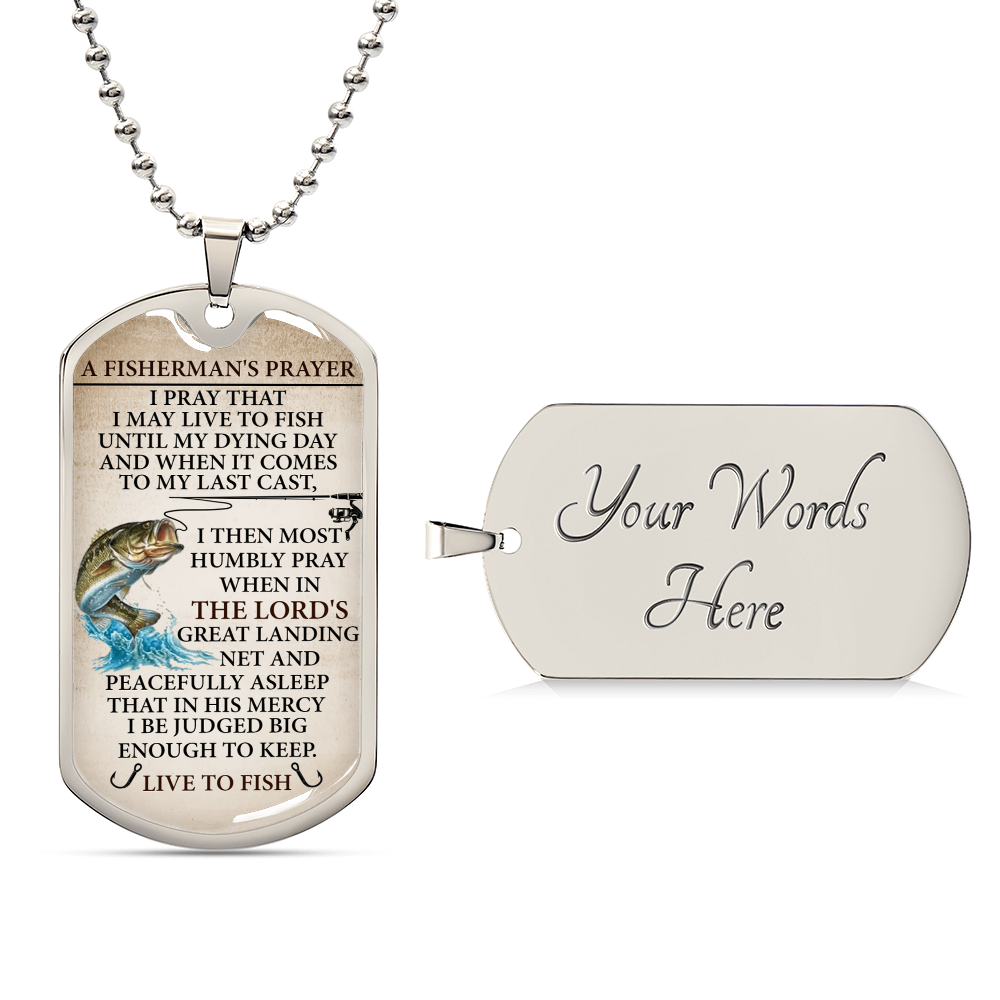 A Fisherman&#39;s Prayer - Army Tag Necklace, Dog Tag Necklace