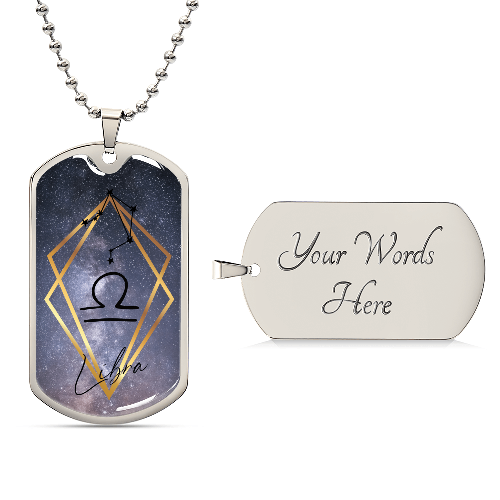 Libra Galaxy Personalized Dog Tag Necklace - Army Tag Necklace, Dog Tag Necklace