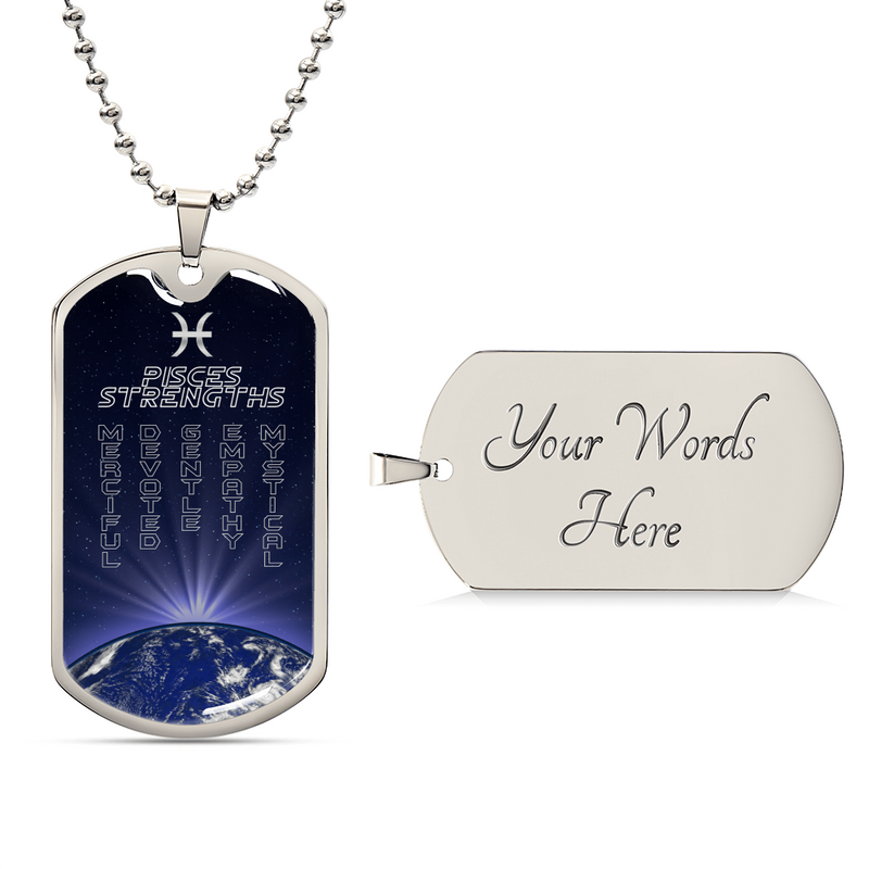 Pisces Personalized Dog Tag Necklace - Army Tag Necklace, Dog Tag Necklace