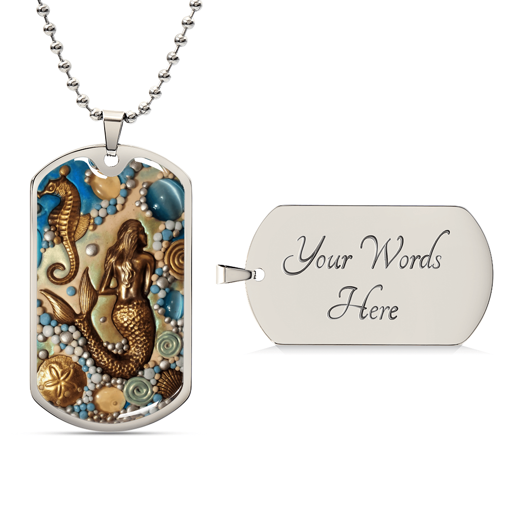 Mermaid Mythology Pendant Bangle - Army Tag Necklace, Dog Tag Necklace
