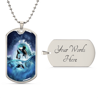 Silver Dolphin Necklace for Women & Girls - Nautical Themed Gift Idea - Dolphin Lover Jewelry - Beach Themed Ocean Related - Army Tag Necklace, Dog Tag Necklace