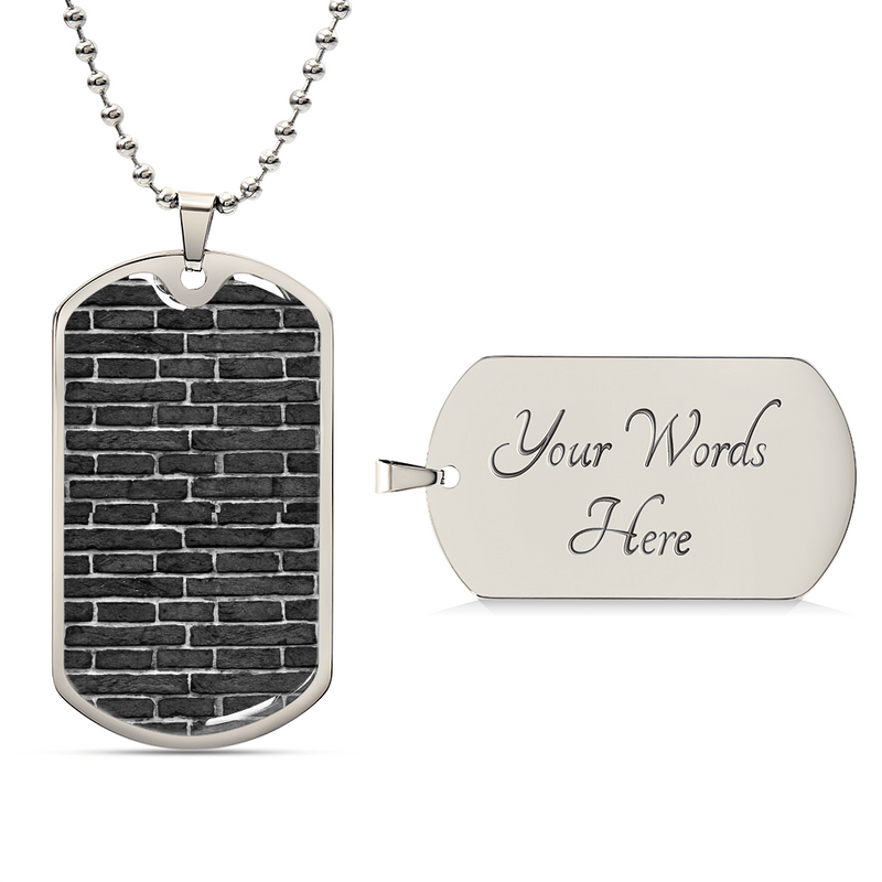 Black Bricks - Bricklayer Dog Tag With Military Ball Chain Jewelry Necklace - Army Tag Necklace, Dog Tag Necklace