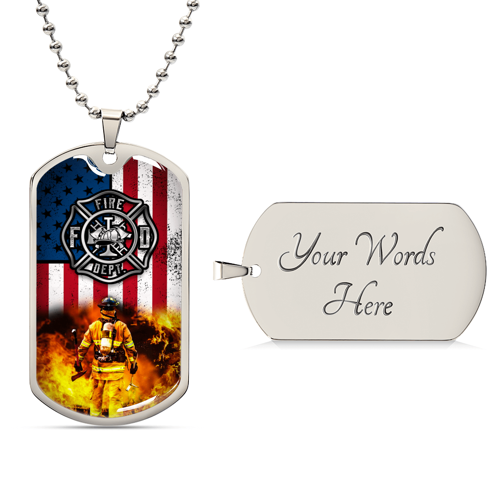 Firefighter Dog Tag Pendant Necklace gifts Engraved Fireman's Dog Tag Engraved Firefighter Dog Tag Firefighter Dog Tags - Army Tag Necklace, Dog Tag Necklace
