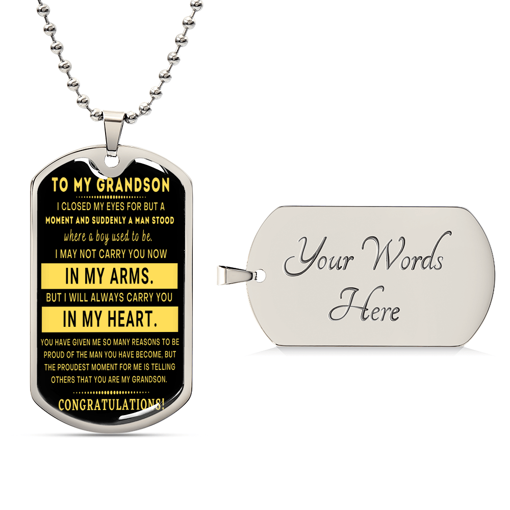 Graduation Gift For Grandson - Army Tag Necklace, Dog Tag Necklace