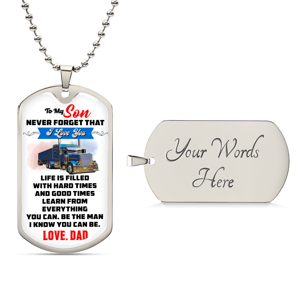 Trucker&#39;s Son - Premium Dog Tag - Army Tag Necklace, Dog Tag Necklace