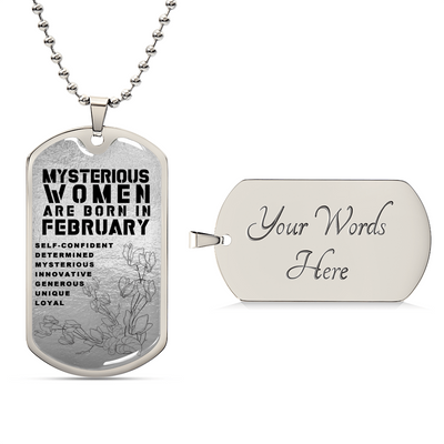 Mysterious Women Are Born In February Luxury Necklace With Dog Tag Silver - Army Tag Necklace, Dog Tag Necklace