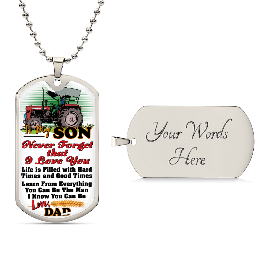 Farmer&#39;s Son - Premium Dog Tag - Army Tag Necklace, Dog Tag Necklace
