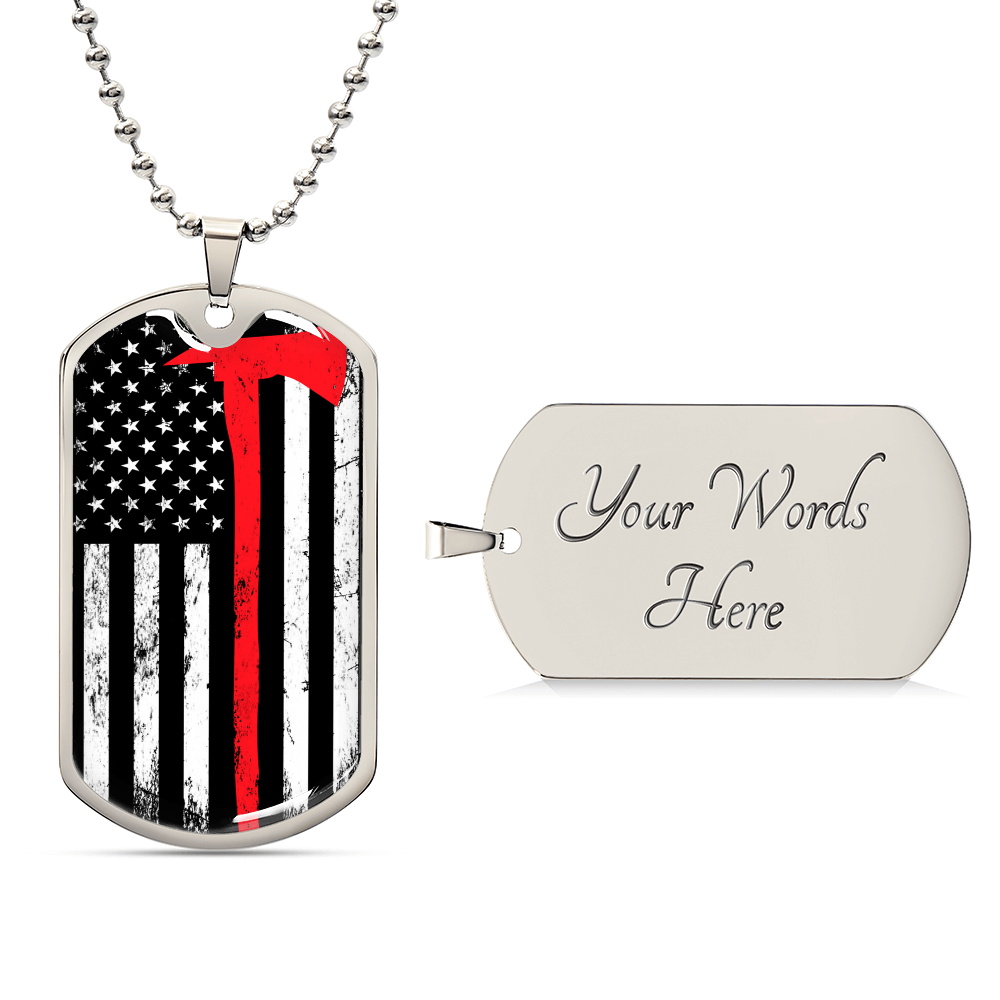 The Thin Red Line Firefighter Dog Tag Pendant Necklace Gifts Engraved Fireman&#39;s Dog Tag Engraved Firefighter Dog Tag - Army Tag Necklace, Dog Tag Necklace