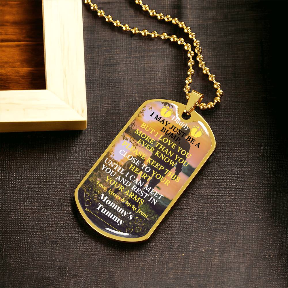 Gift From Bump, Dad to Be Gift, Expectant Father, Pregnancy Gift, From the Bump, Pregnancy Announcement to Husband Boyfriend - Army Tag Necklace, Dog Tag Necklace