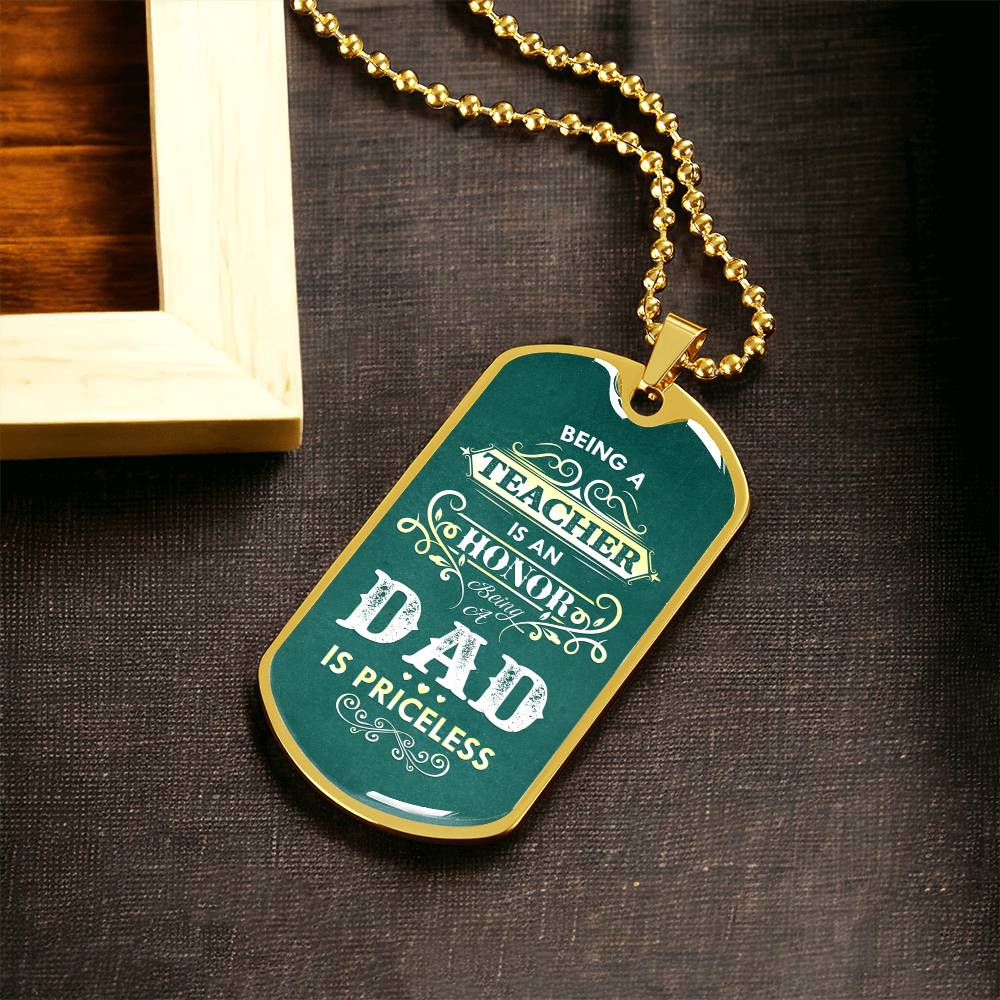 To My Dad Dog Tag Necklace,Teacher Dad Necklace, Teacher Dad Gift, Father's Day Gift,Dad Gifts - Army Tag Necklace, Dog Tag Necklace