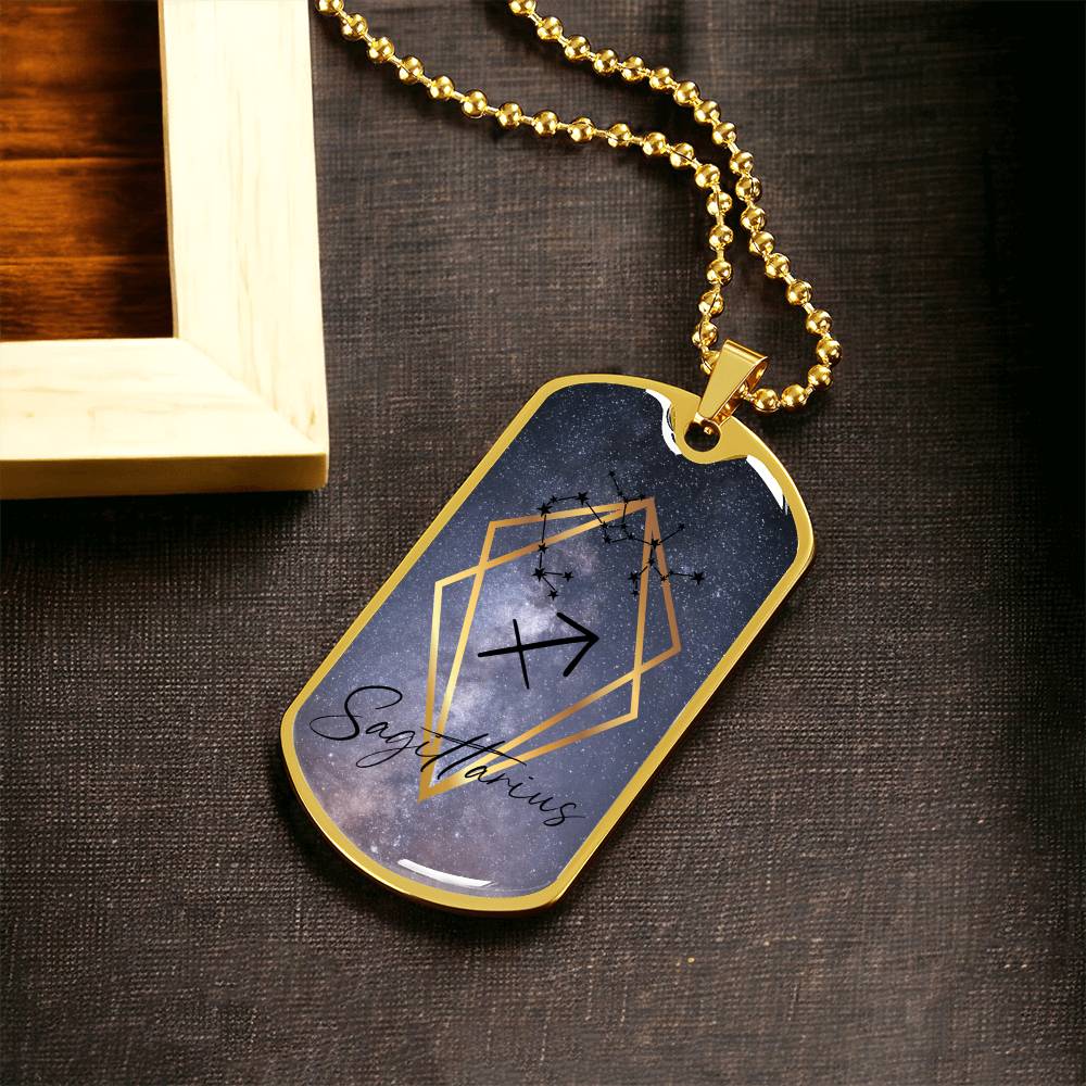 Sagittarius Galaxy Personalized Dog Tag Necklace - Army Tag Necklace, Dog Tag Necklace