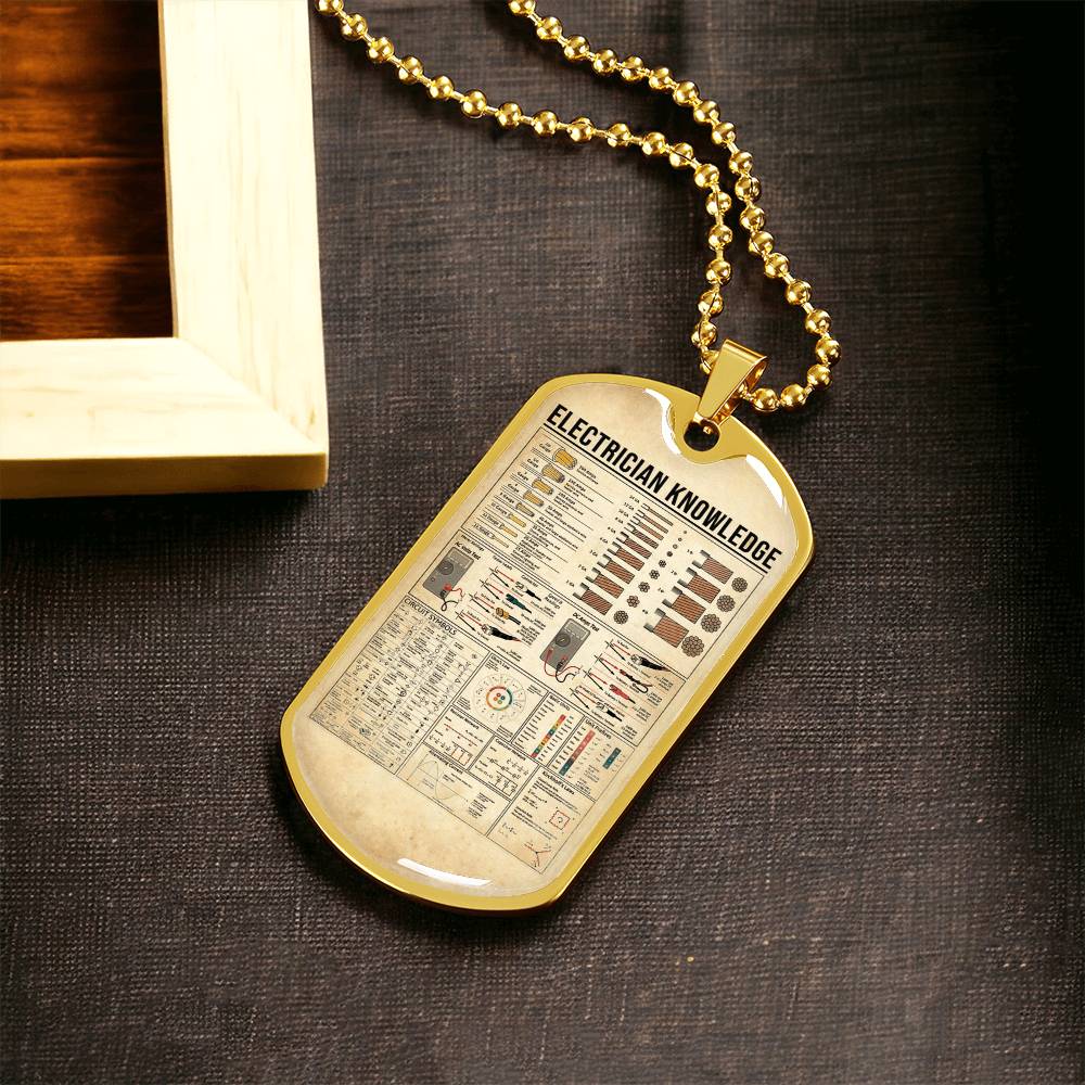 Electrician Knowledge Dog Tag Pendant - Army Tag Necklace, Dog Tag Necklace