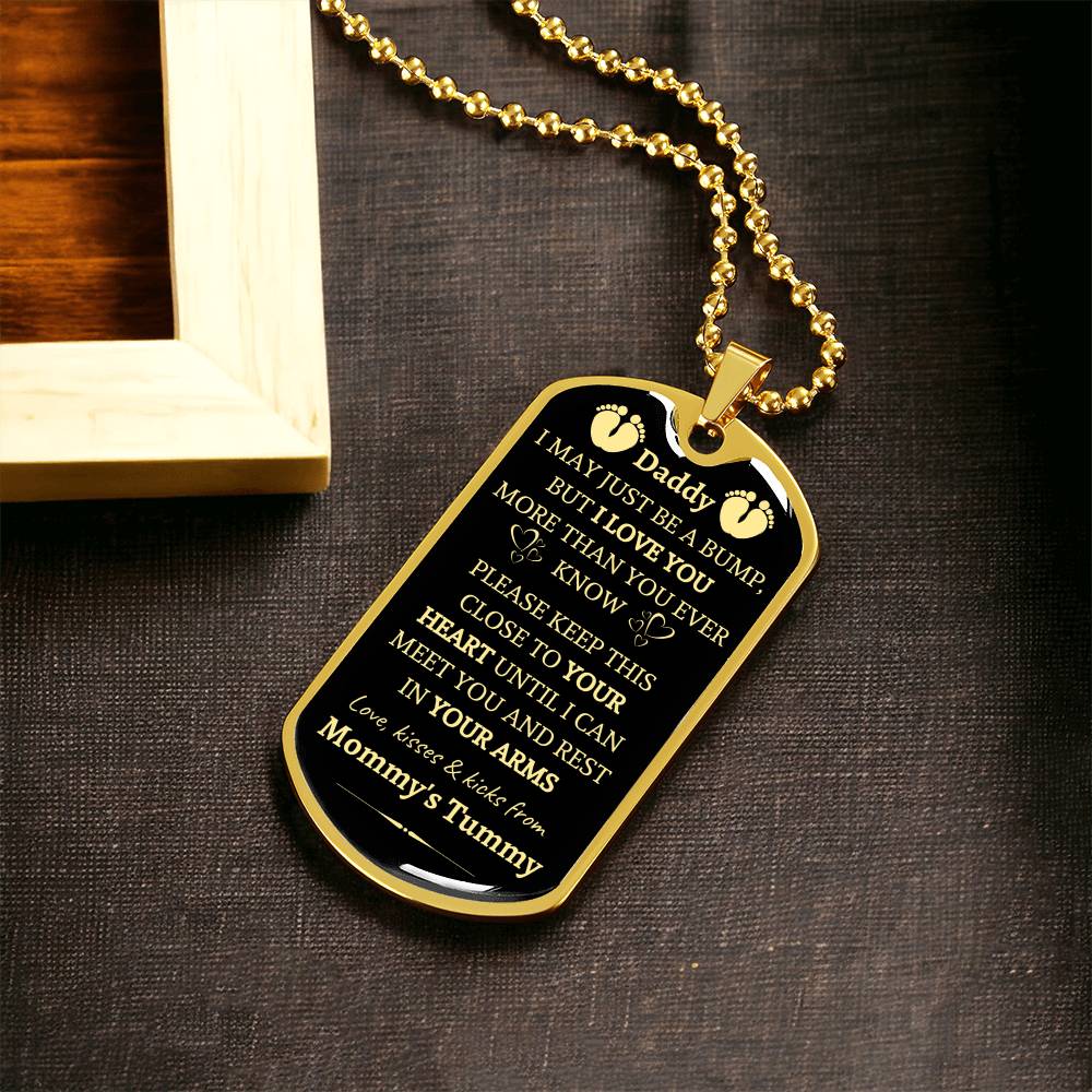 1St Fathers Day Gifts - Dad To Be Gifts - First Fathers Day Gifts - New Dad Gifts - Announcement Necklace Idea - From Bump - Army Tag Necklace, Dog Tag Necklace