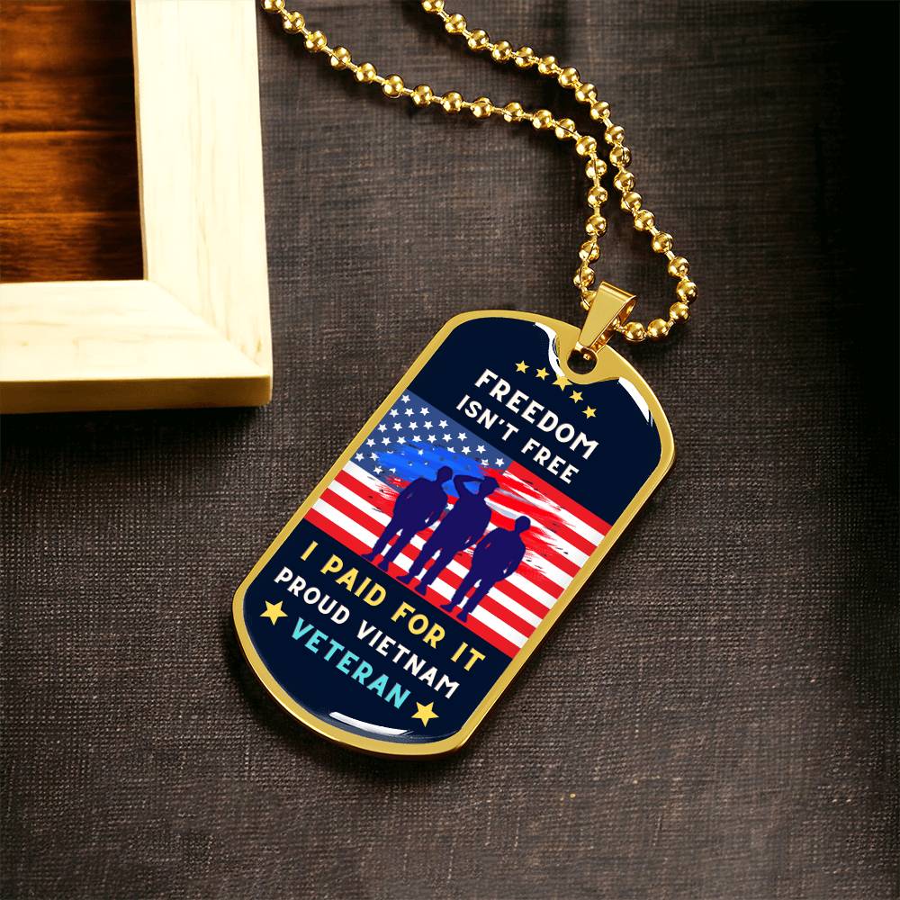 Proud Vietnam Veteran - Army Tag Necklace, Dog Tag Necklace