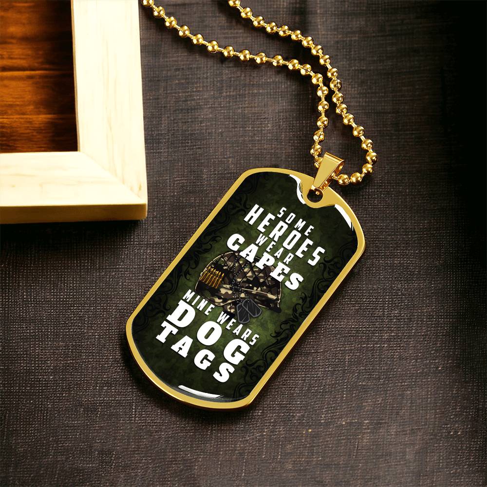 Police Wife Necklace - Some Heroes Wear Capes Mine Wears Dog Tag - Police Officer Girlfriend, Police Mom, Sheriff, Trooper - Army Tag Necklace, Dog Tag Necklace