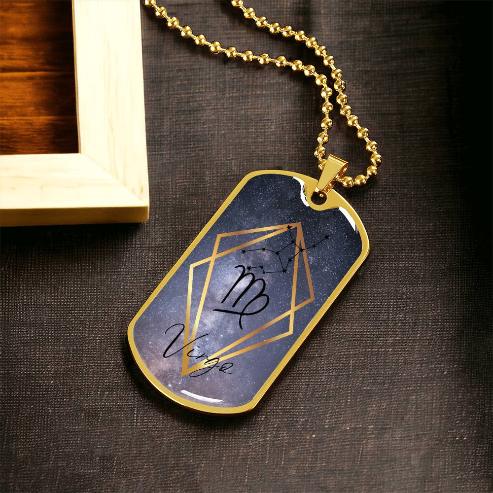 Virgo Galaxy Personalized Dog Tag Necklace - Army Tag Necklace, Dog Tag Necklace