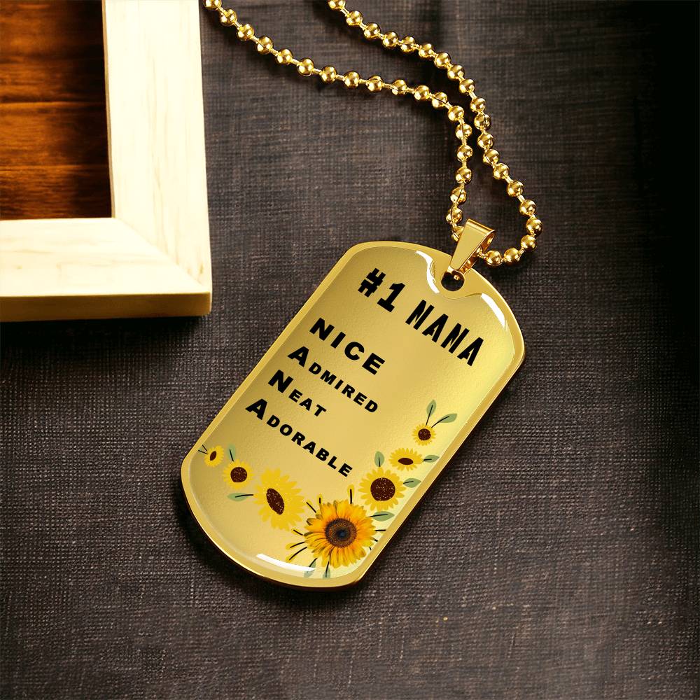#1 Nana Personalized Dogtag Necklace Gold Mothers Day Gift - Army Tag Necklace, Dog Tag Necklace