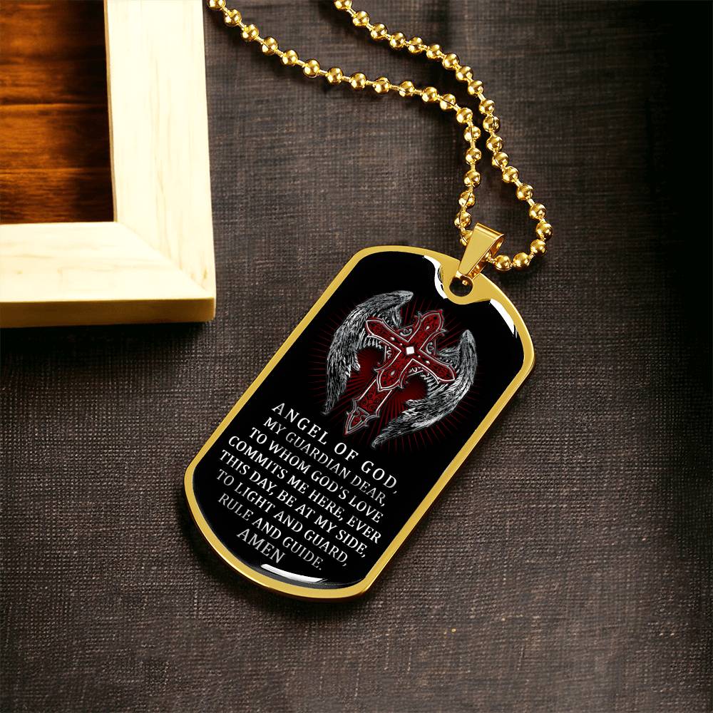 Angel Of God - My Guardian - Army Tag Necklace, Dog Tag Necklace
