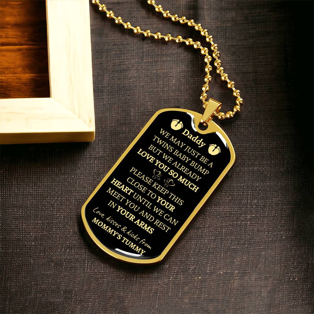 New Dad Gift - Gift From Wife - Birthday Gift For Him - Gift From Bump - Gift For Dad - Pregnancy Reveal Gift - Army Tag Necklace, Dog Tag Necklace