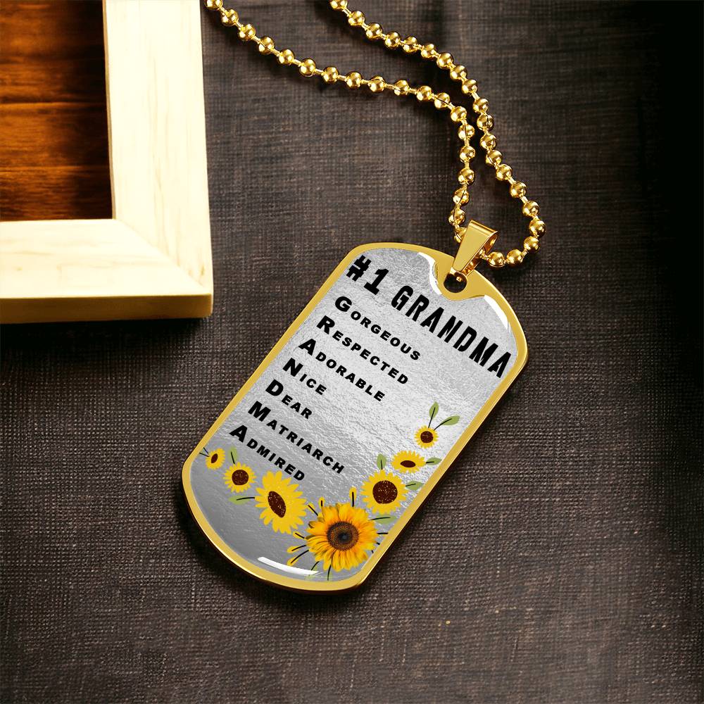 #1 Grandma Personalized Dogtag Necklace Silver Mothers Day Gift - Army Tag Necklace, Dog Tag Necklace