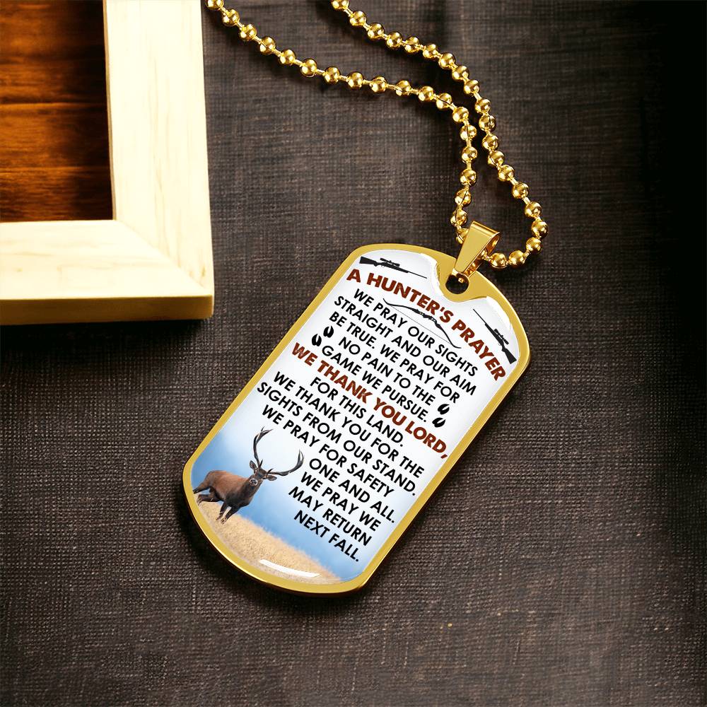 A Hunter's Prayer Engraved Dog Tag With Optional Personalization - Army Tag Necklace, Dog Tag Necklace