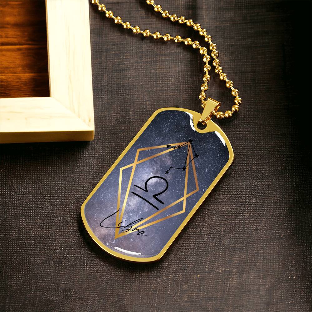 Libra Galaxy Personalized Dog Tag Necklace - Army Tag Necklace, Dog Tag Necklace
