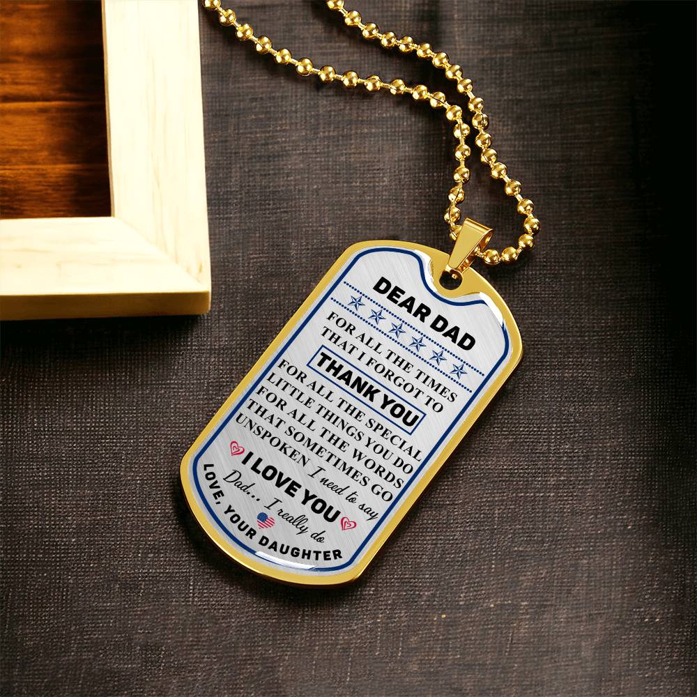 Military Daughter To Dad Dog Tag Necklace - Army Tag Necklace, Dog Tag Necklace
