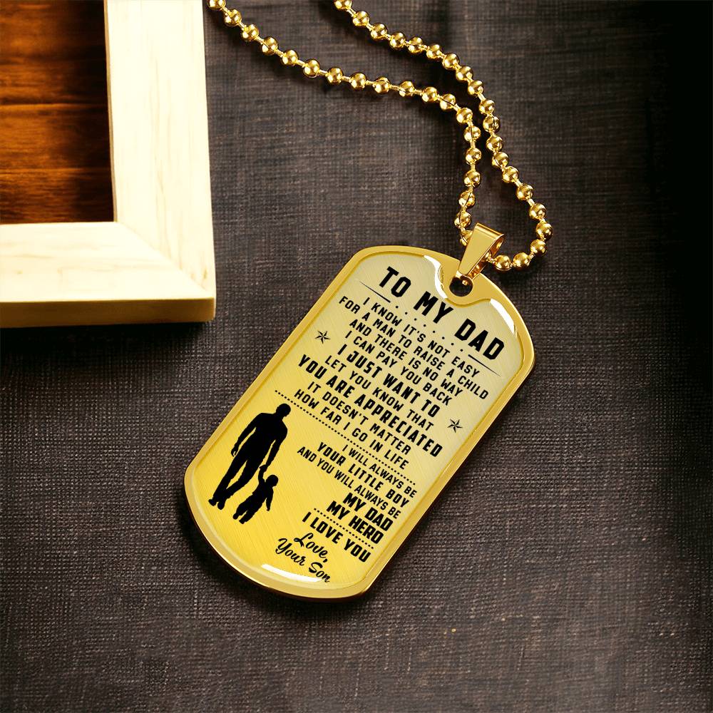 To My Dad - Father's Day Gift From Son - Army Tag Necklace, Dog Tag Necklace