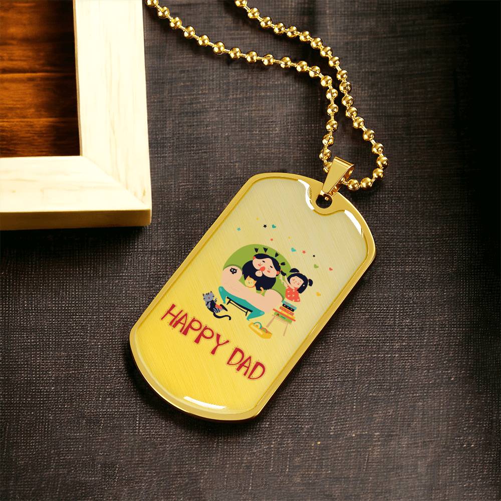 Happy Dad - Army Tag Necklace, Dog Tag Necklace
