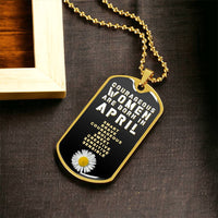 Courageous Women Are Born In April Luxury Necklace With Dog Tag Black - Army Tag Necklace, Dog Tag Necklace