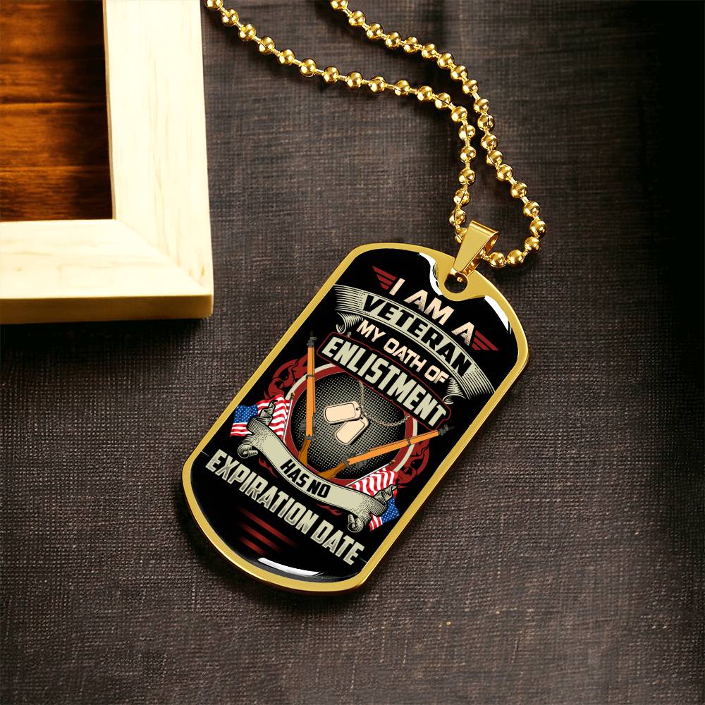 I Am A Veteran Premium Military Ball Chain Pendant - Dog Tag - Army Tag Necklace, Dog Tag Necklace
