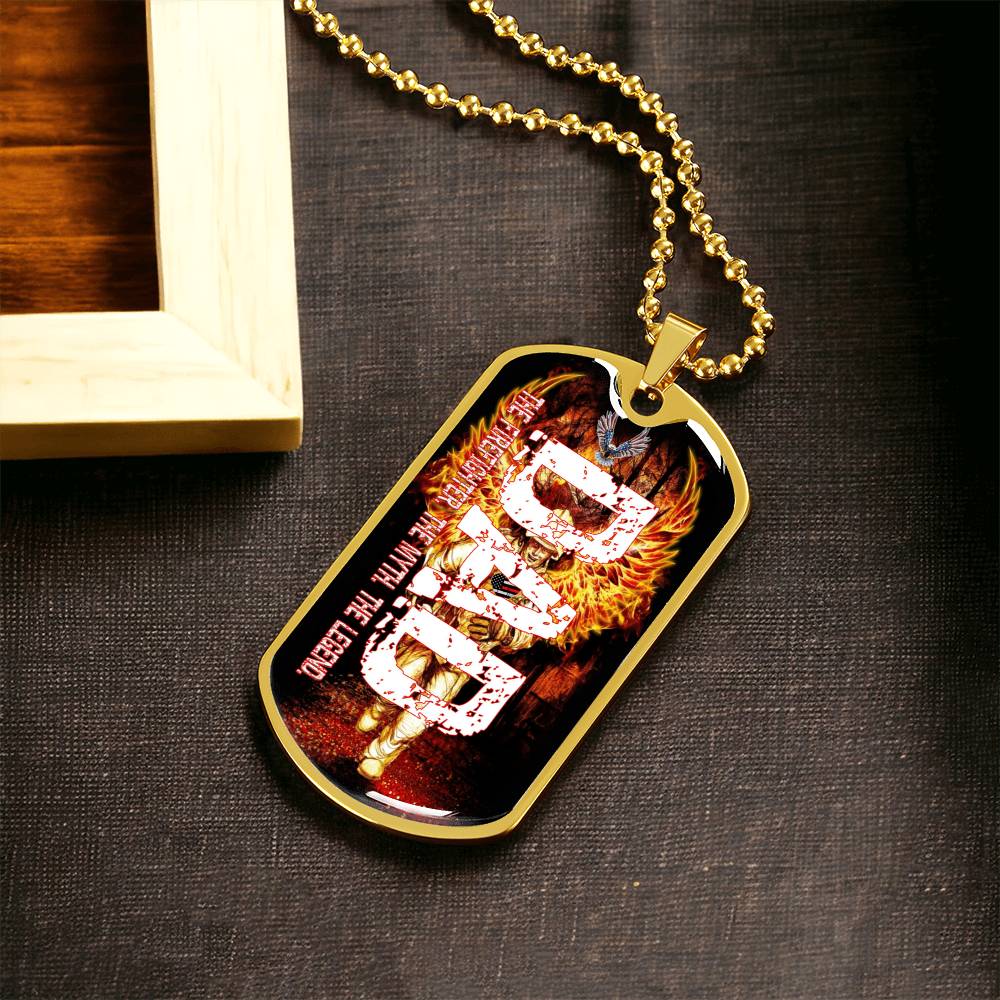 Dad The Firefighter The Myth The Legend - Army Tag Necklace, Dog Tag Necklace