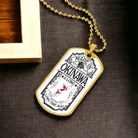 Okinawa Necklace, Japan Necklace, Personalized Map Necklace - Army Tag Necklace, Dog Tag Necklace
