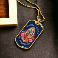 Nuestra Señora De Guadalupe Luxury Dog Tag Necklace - Army Tag Necklace, Dog Tag Necklace
