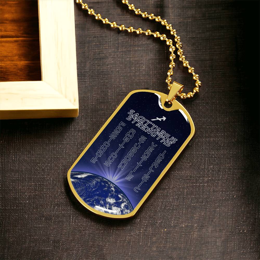 Sagittarius Ball Chain Dog Tag Necklace - Army Tag Necklace, Dog Tag Necklace